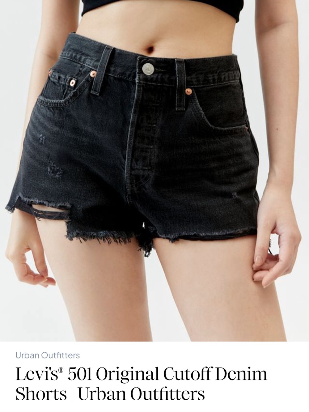 Levi's Black Distressed Cutoff Denim Shorts